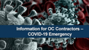 Information for OC Contractors - COVID-19 Emergency text over germ cells