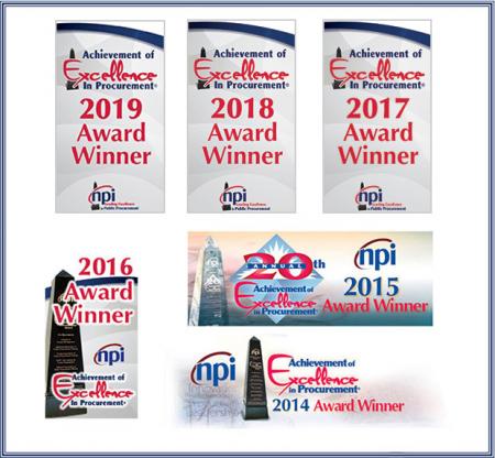 Achievement of Excellence in Procurement for 2014, 2015, 2016, 2017, 2018, and 2019
